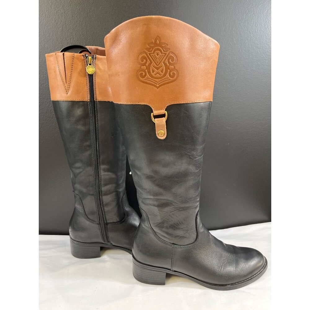 Franco Sarto Clarity Women's Black Knee High Leather Boots Size 8.5M SKU 6107